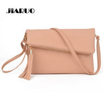 JIARUO 2017 Ladies Tassel Design Women PU Leather Crossbody Messenger bag Small Sling Shoulder Bags Fold Closure Handbag Purses